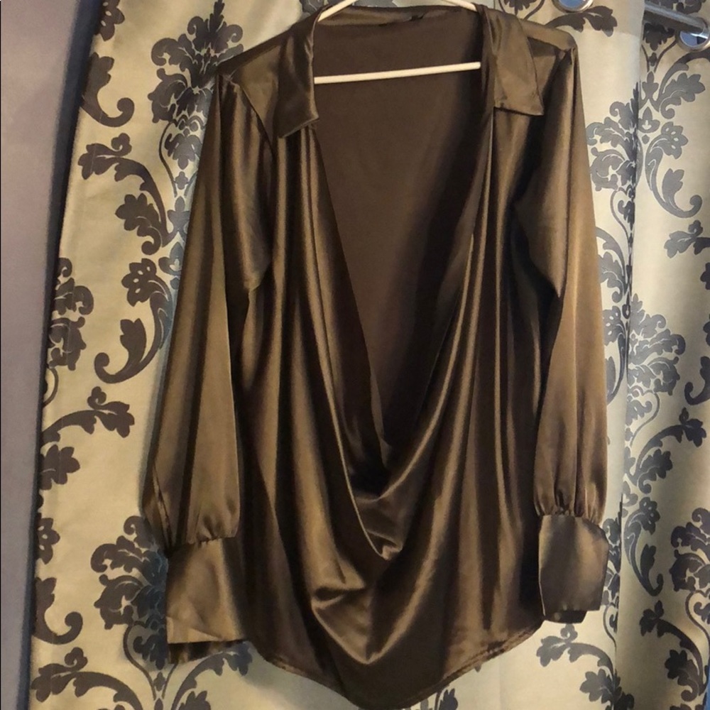 Satin Deep V blouse